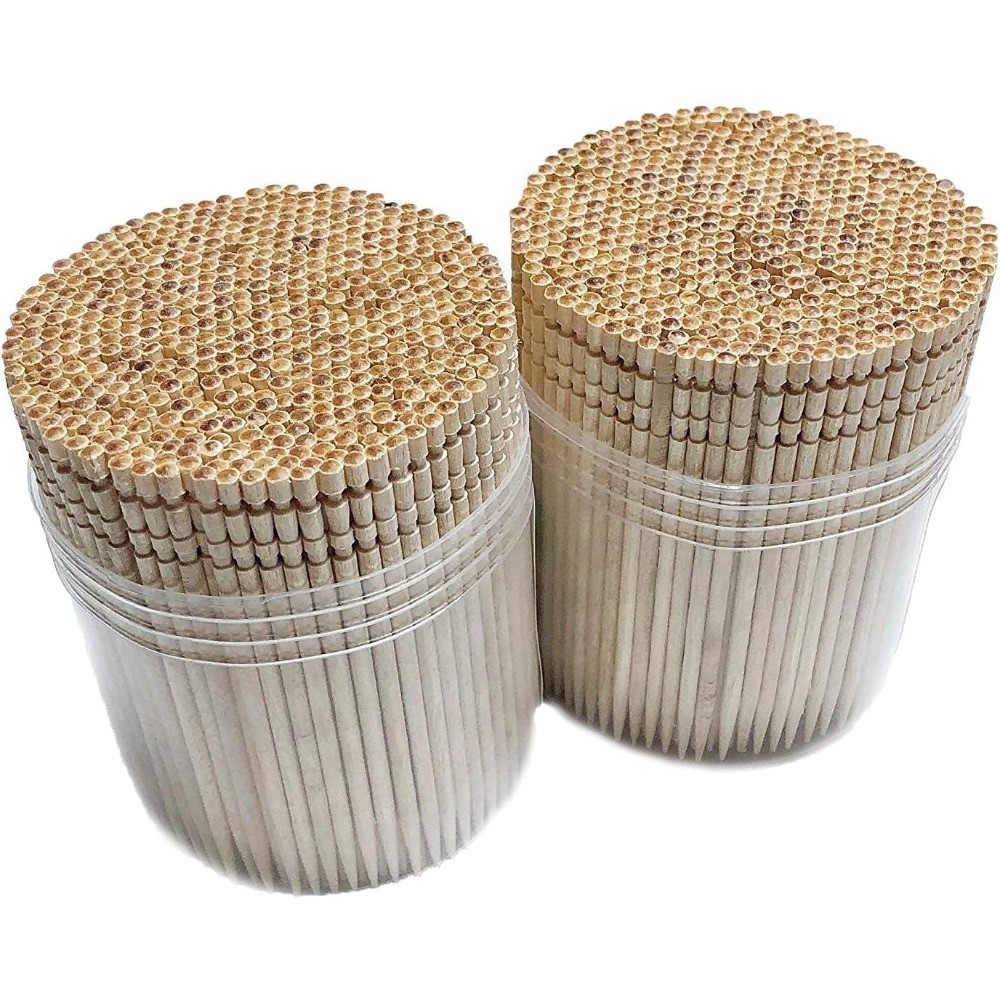 Wooden Toothpicks with Ornate Handle in Holder Container 2 Packs of 500 Total