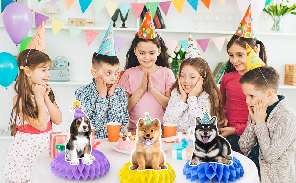 9pcs Dog Honeycomb Centerpieces, Dog Party Honeycomb Decorations for Puppy Table