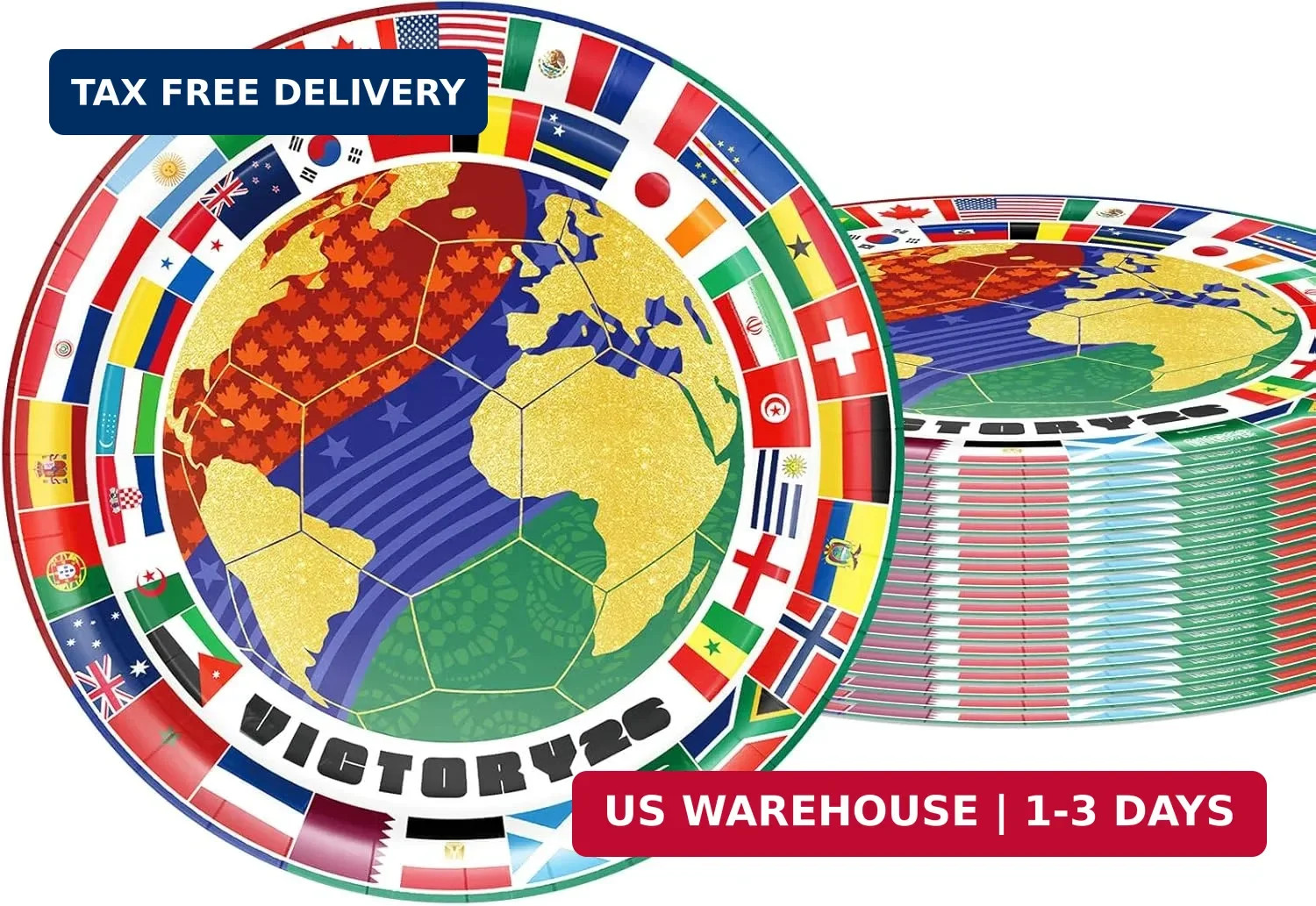 20Pcs 2026 World Soccer Match Theme Paper Plate Set 9 Inch Disposable Party Plat