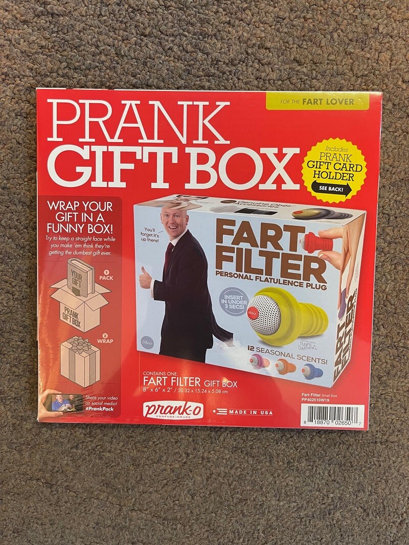 PRANK-O FUNNY JOKE PRANK GAG GIFT GIFT BOX 8″x6″x2″ – FART FILTER