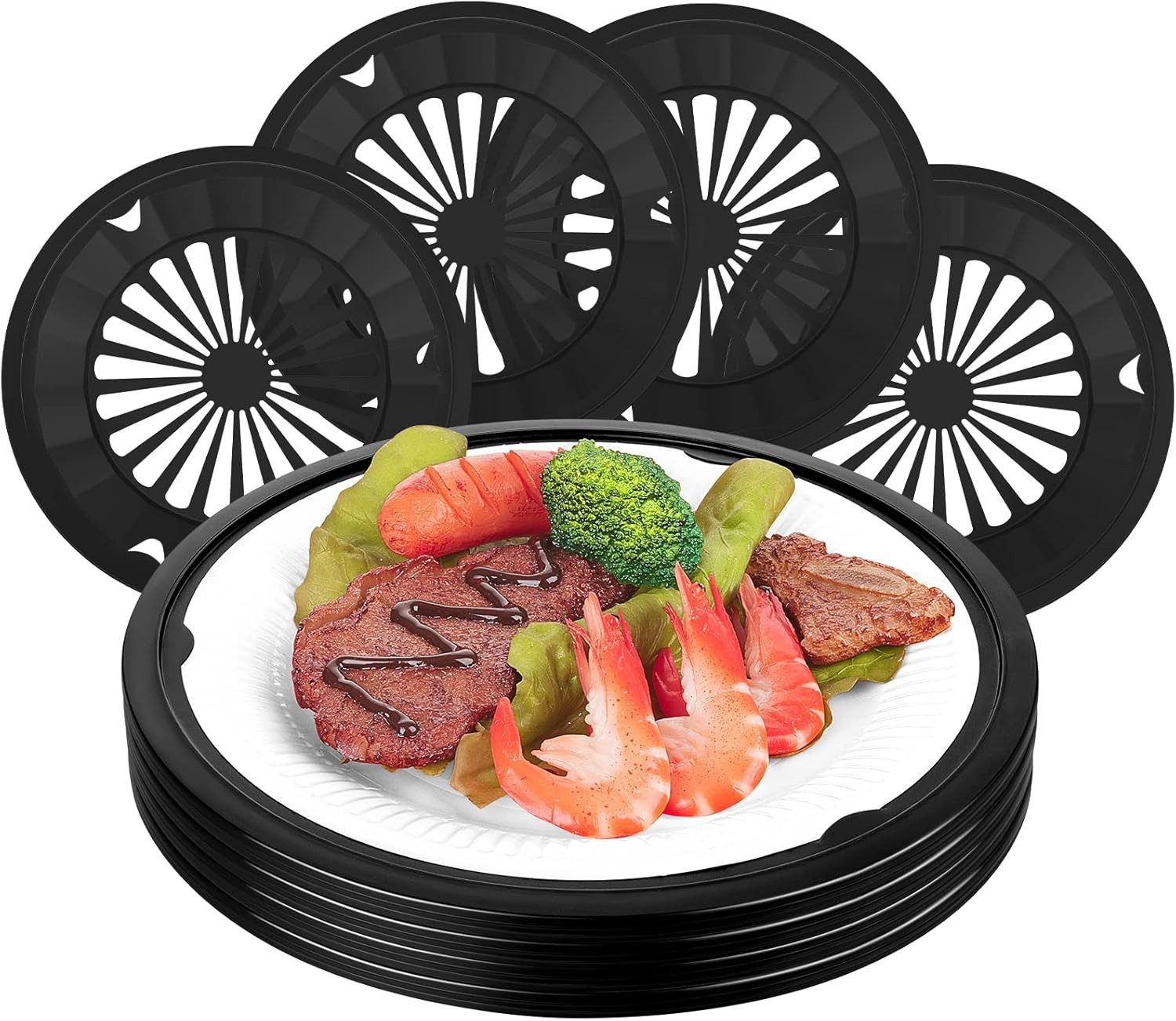 24 Pack Reusable Plastic Paper Plate Holders 10 Inch For 9″ Plates Black