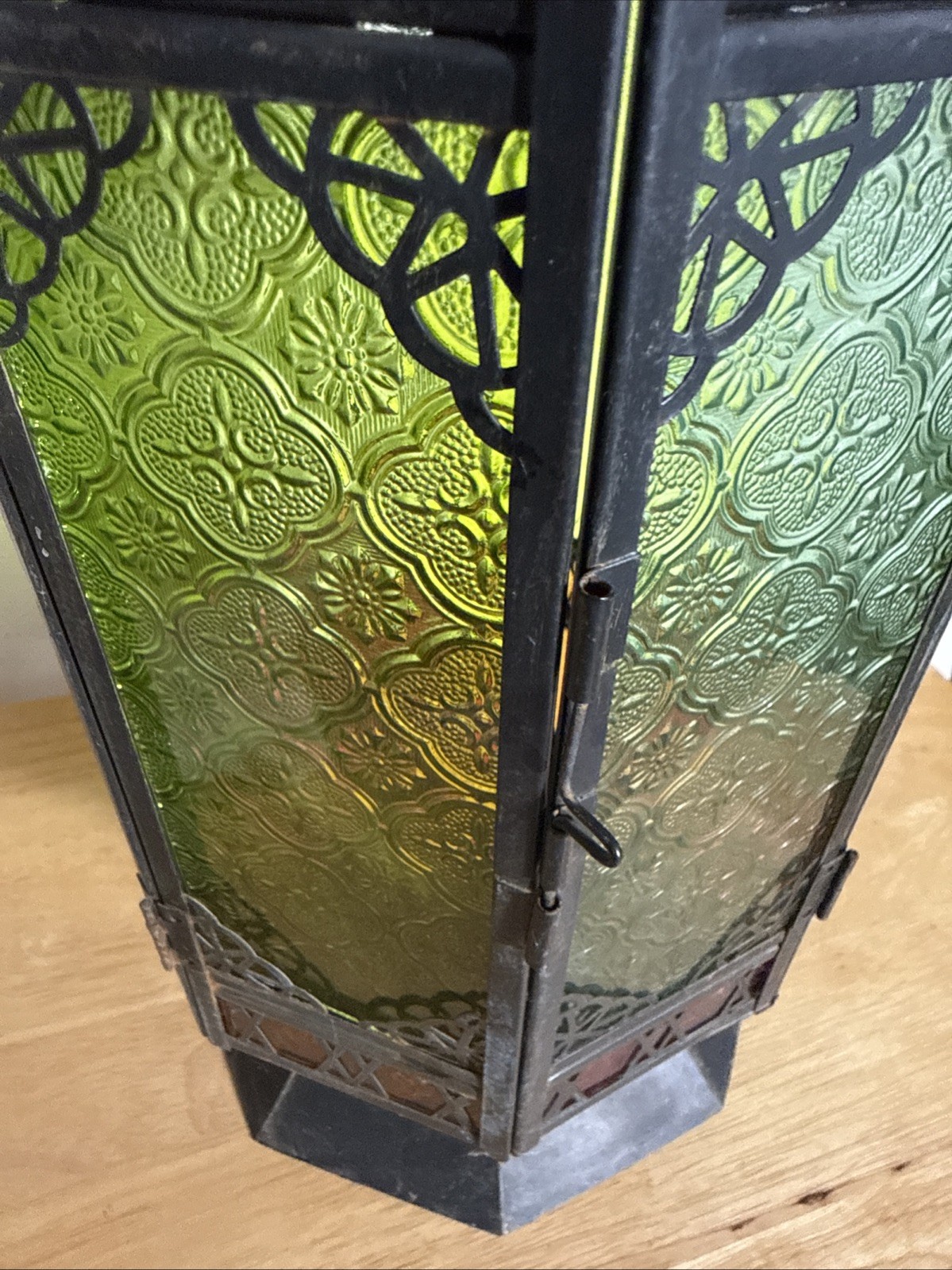 Ramadan Lantern Stained Glass Panels Multi Color 20” Moroccan Hanging Lamp