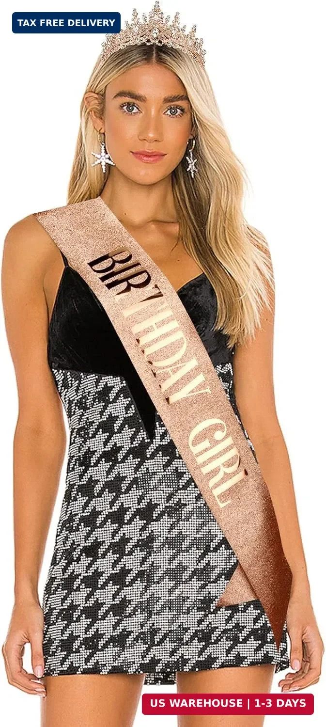BIRTHDAY GIRL Sash for Women Happy Birthday Sashes and Crowns for Girls Crystal