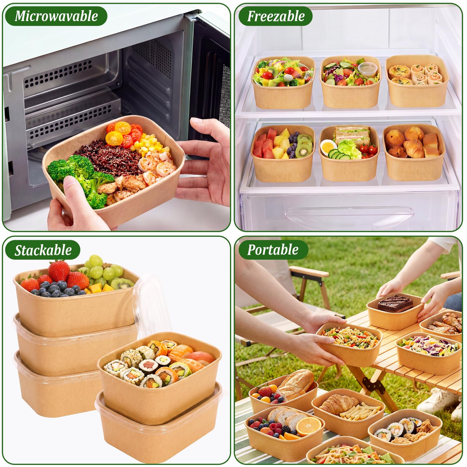 50 Pack 29oz Disposable Meal Prep Containers with Lids and Forks, Microwave a…