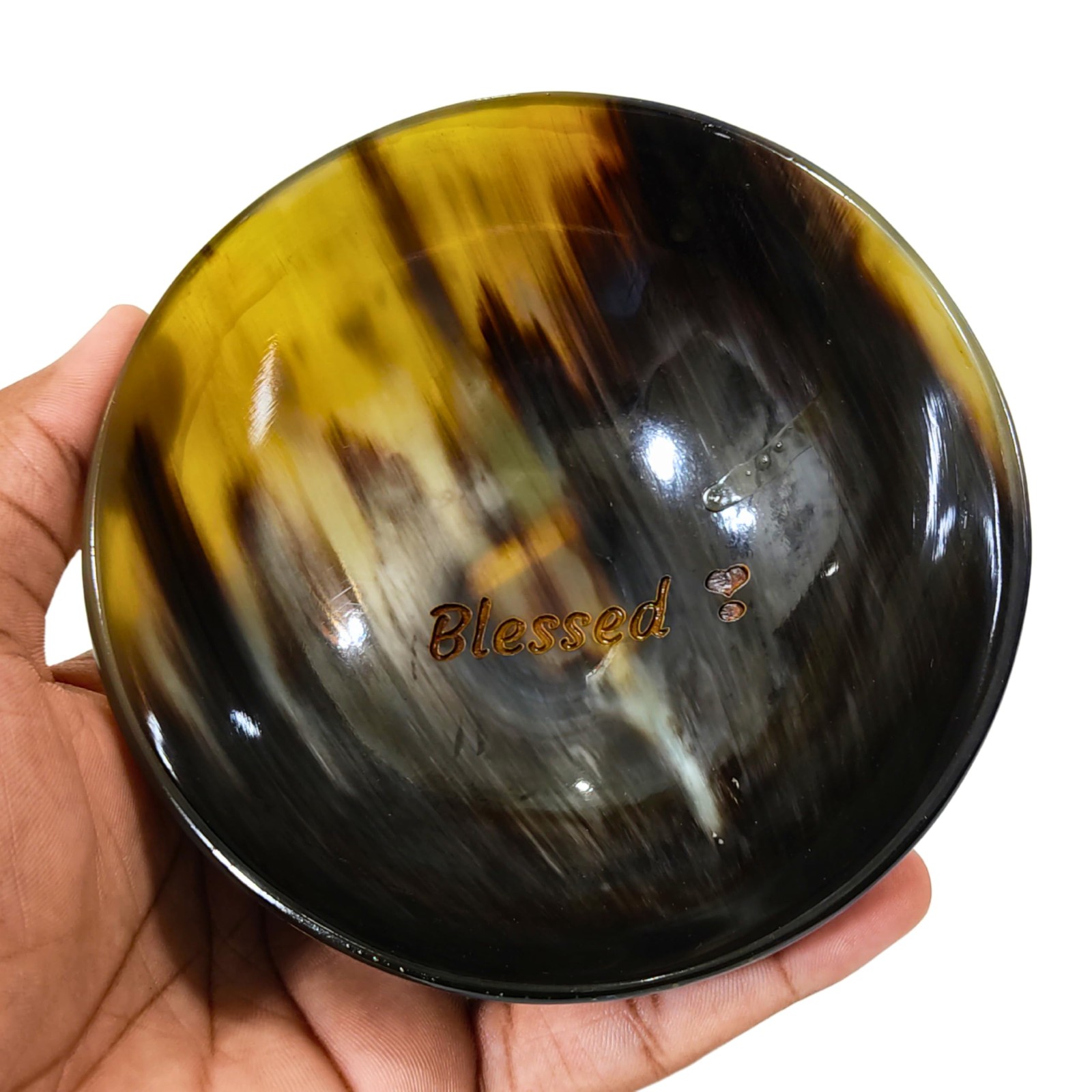 AYZCORP Engraved (Blessed) Horn Bowl – Modern, Contemporary – 5′ Round X 2′ deep