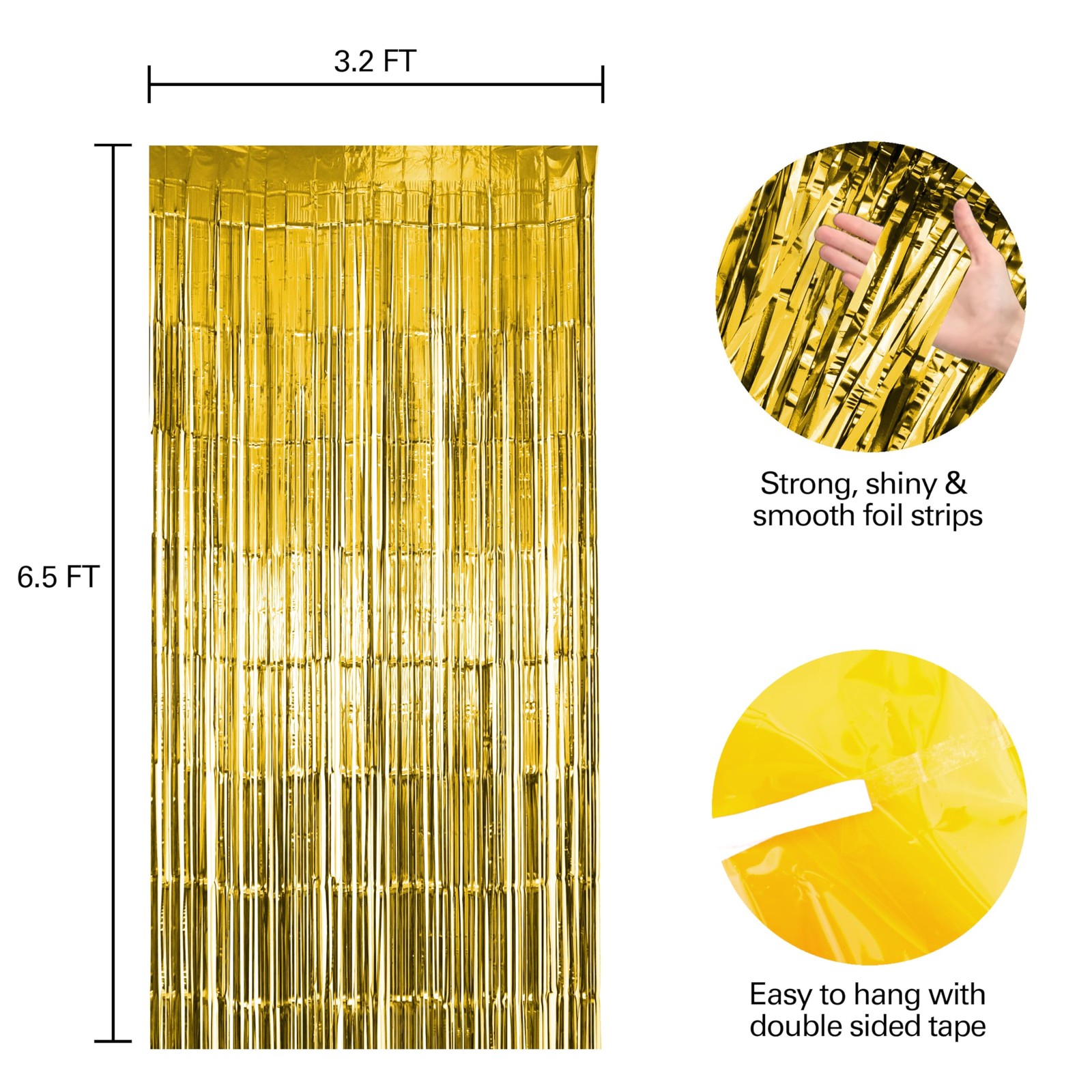 6-Pack Gold Foil Fringe Curtain Party Backdrop Tinsel Streamer Decoration