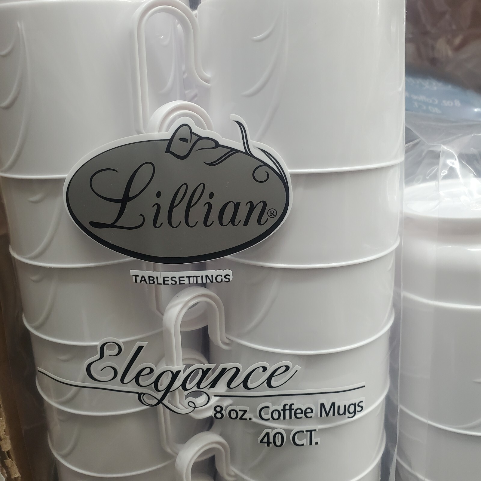 Lillian Tablesettings Elegance Coffee Mug White 8 oz 40Ct