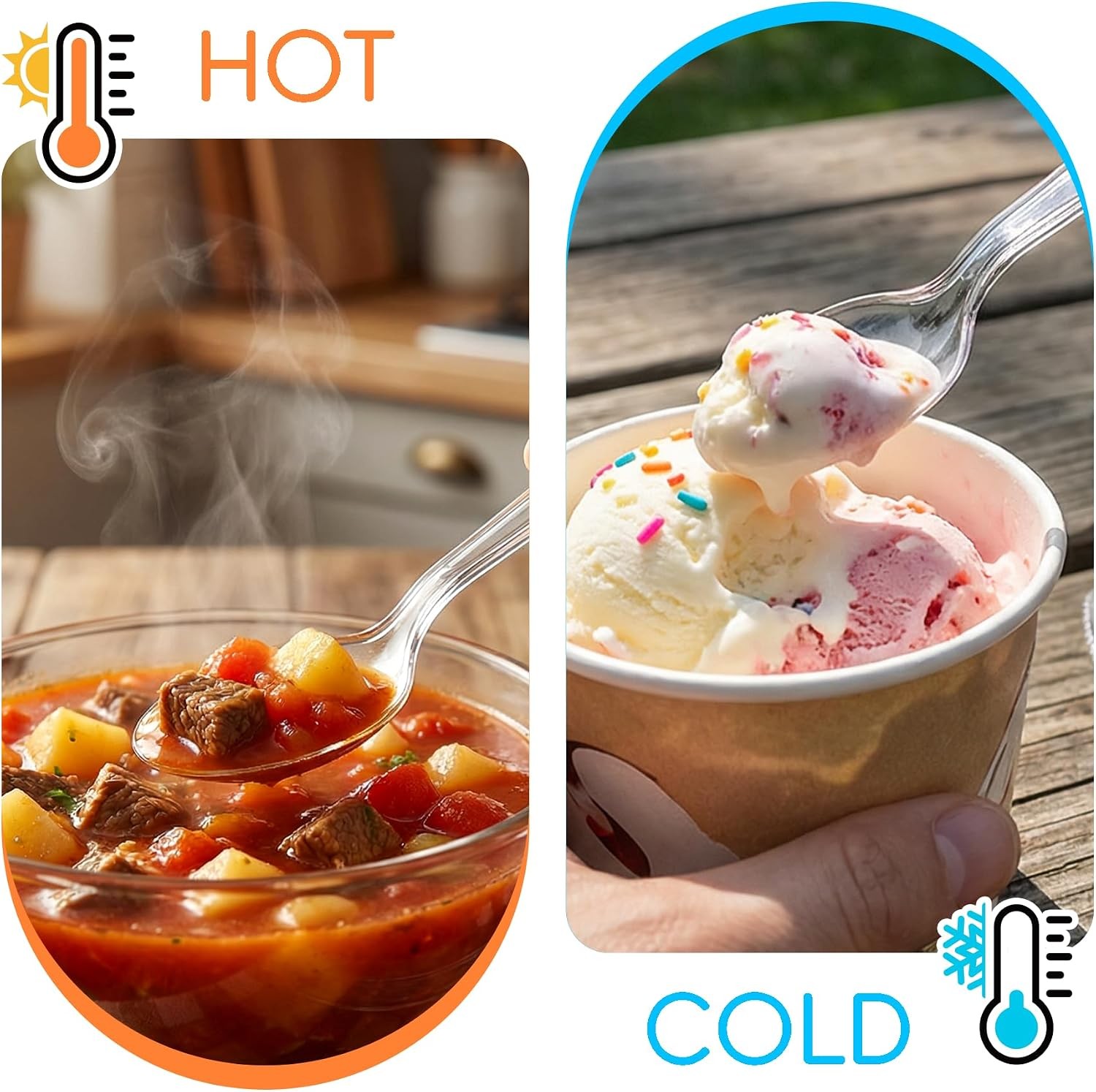 400 Count Heavy Duty Clear Plastic Spoons, Solid and Durable Disposable Spoons,