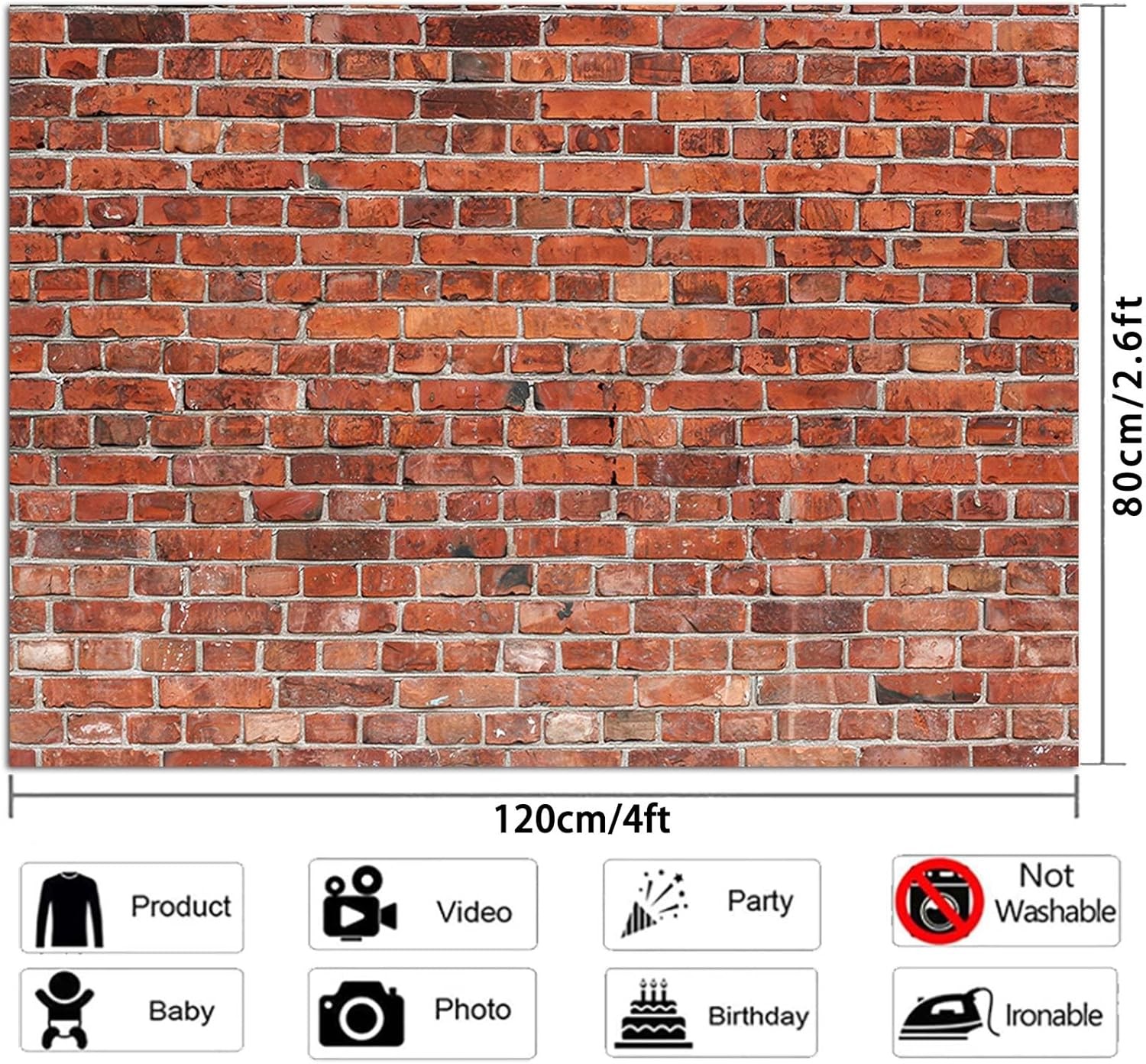 Red Retro Brick Wall Photo Backdrop Polyester Brick Photography Background