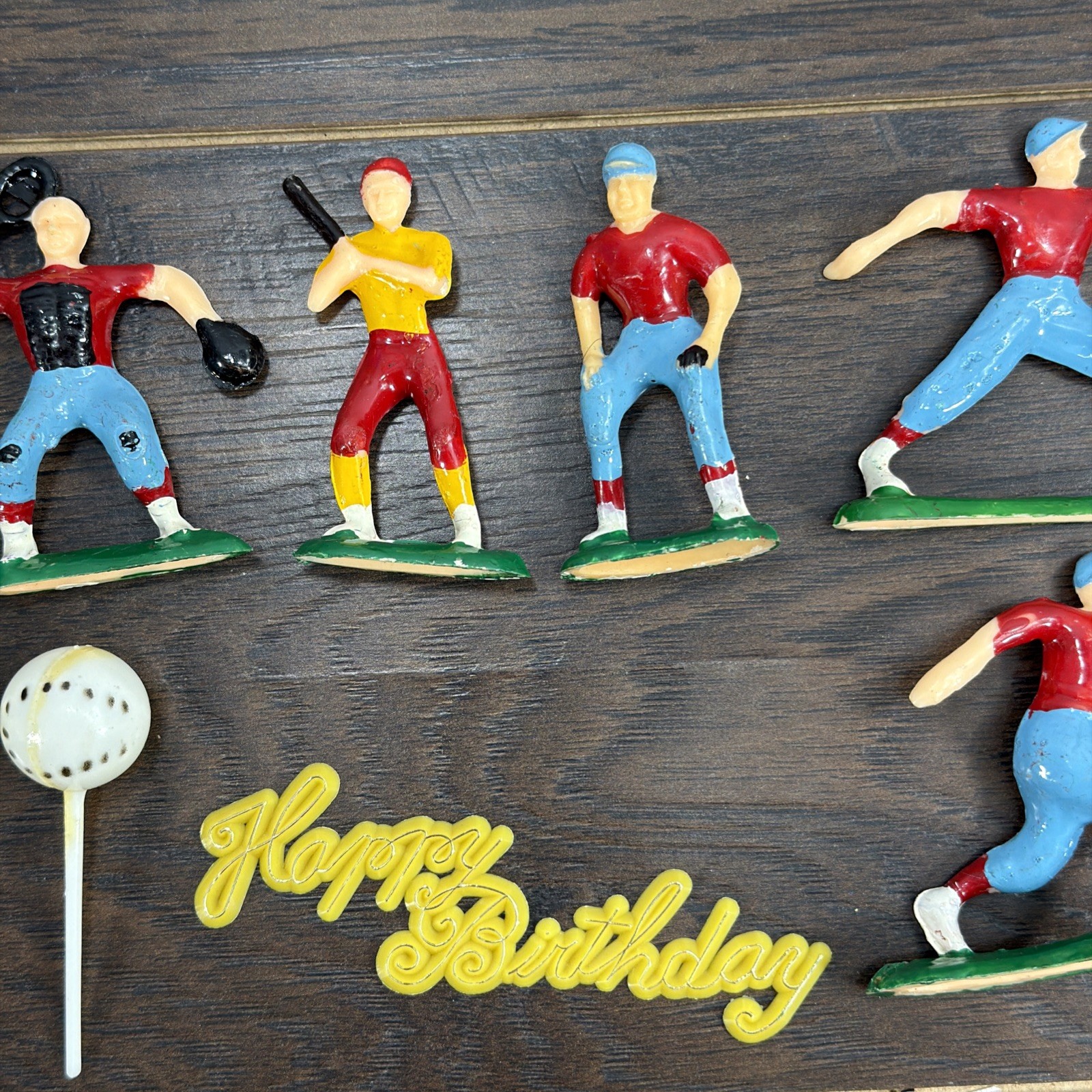 Vintage Lot of 11 Hard Plastic Baseball Cake Toppers Decoration Figures Toy 70’s