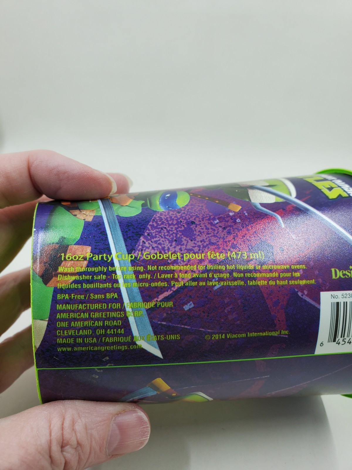 CUP1 Teenage Mutant Ninja Turtles 16oz Plastic Party Cup BPA Free safe TMNT