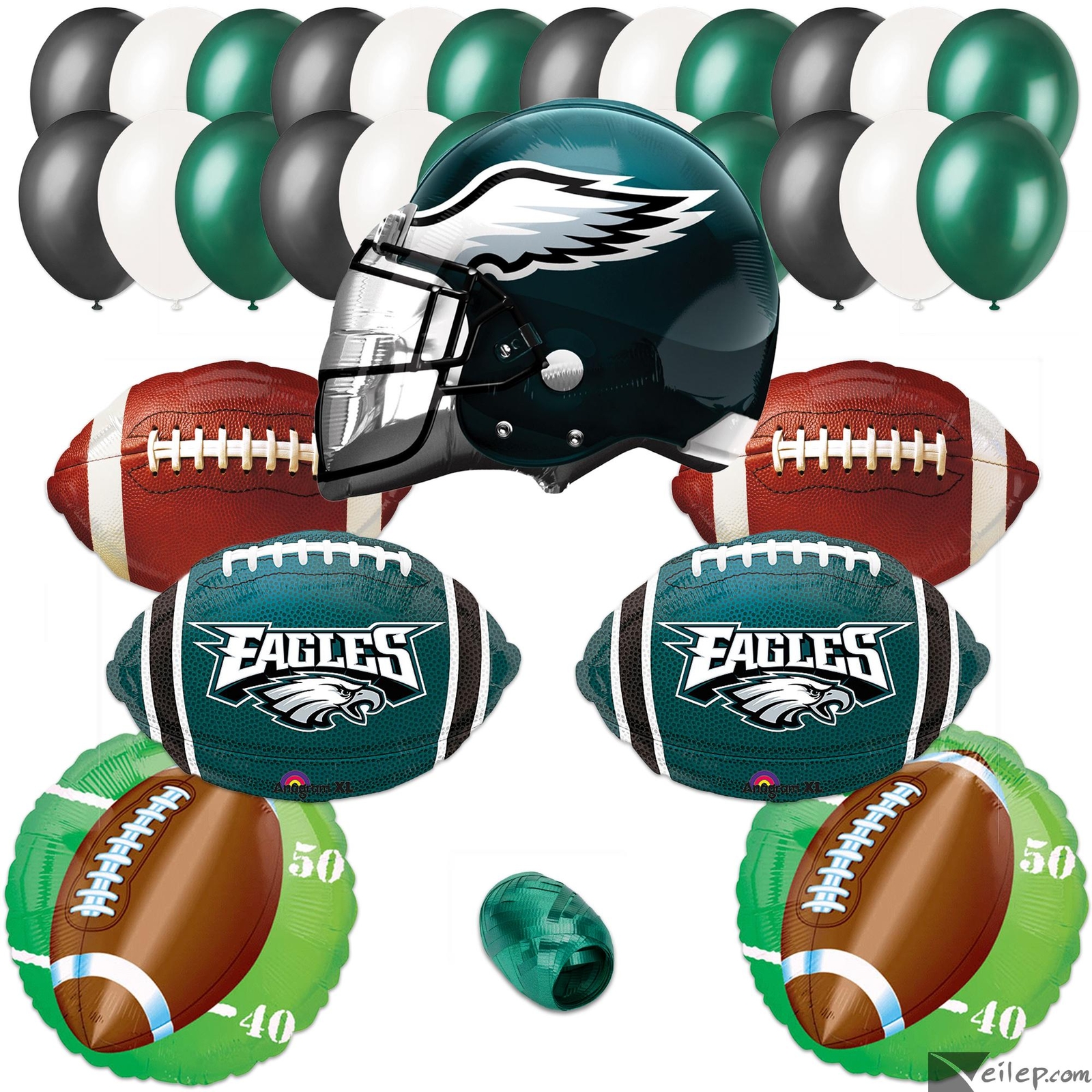 Ultimate Helmet Football 31pc Football Balloon Pack, Dark Green Black White