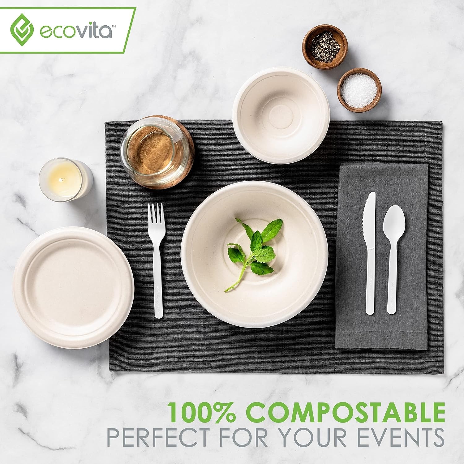 100% Compostable Paper Bowls [12 oz.] – 150 Disposable Bowls Eco Friendly Stu…