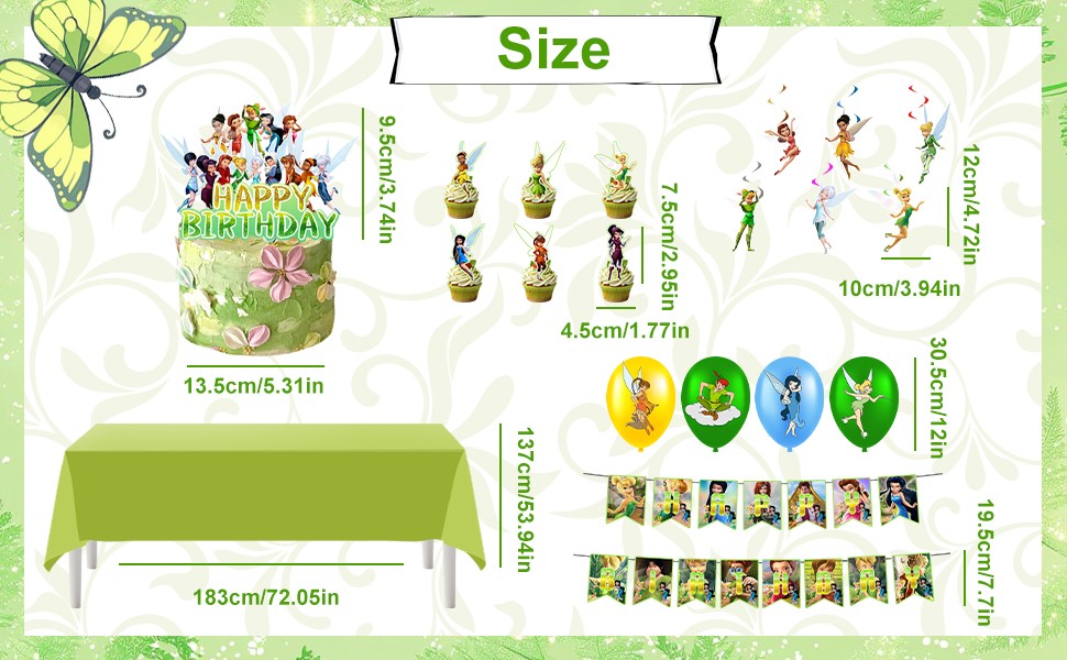 33 Pcs Tinker Bell Party Decoration Tinkerbell Birthday Supplies Balloons Banner