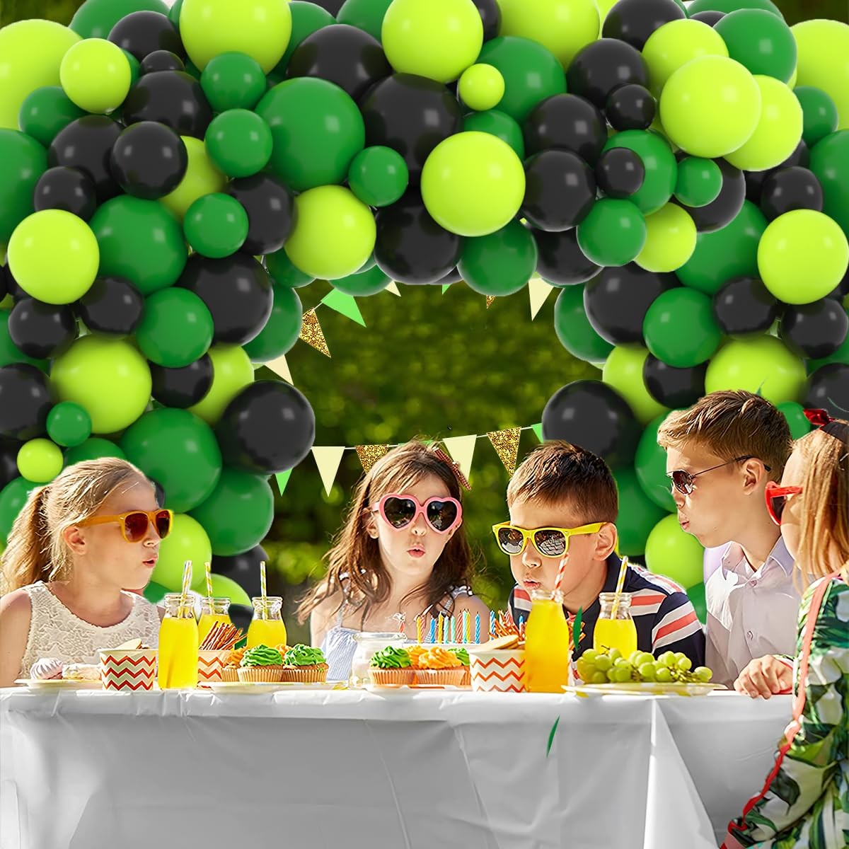 Green Black Balloon Garland Kit Dark Lime Green Balloons for Birthday Parties