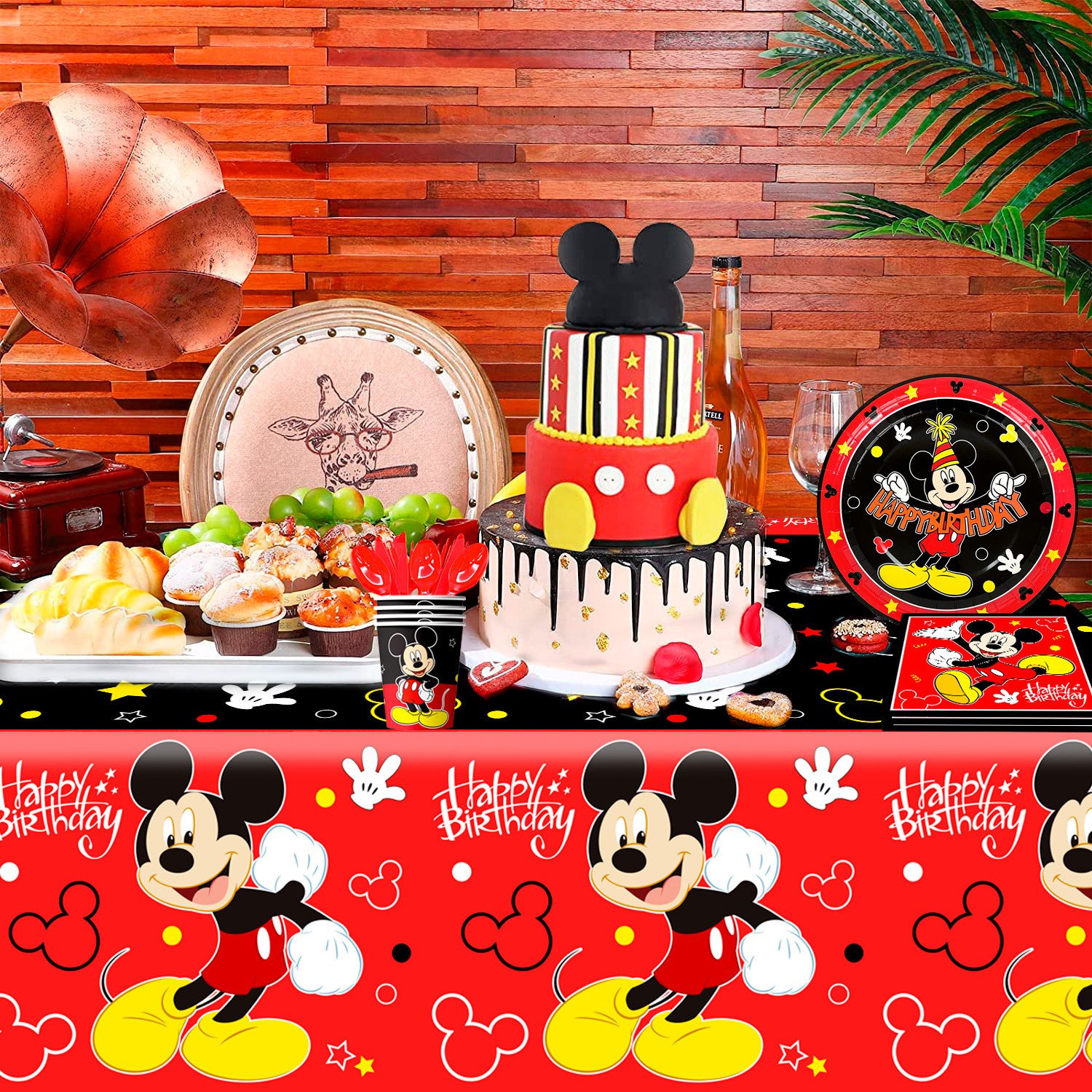 141Pcs Mickey Mouse Party Decoration Disney Party Supplies Tableware Plates Cups