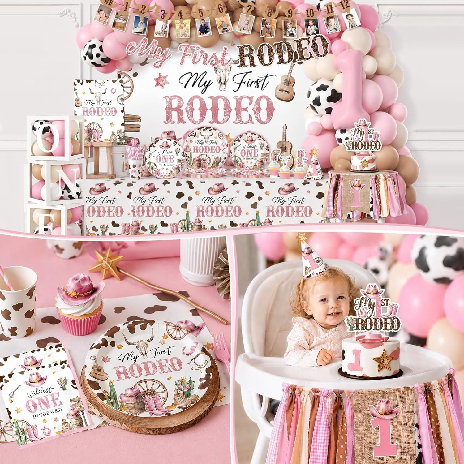 “My First Rodeo” – Baby Girl’s 1st Birthday Party Complete Decoration Kit NEW