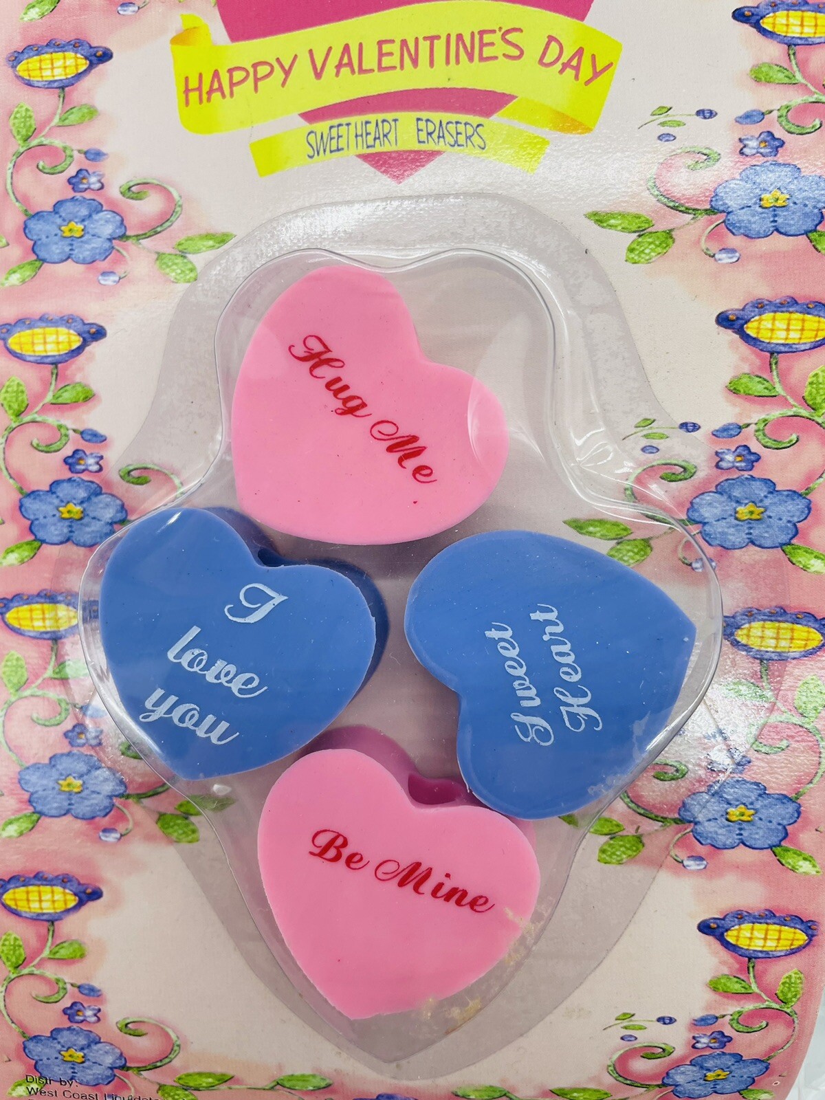 New Vintage Valentines Party Favors Erasers Pencil Toppers Conversation Hearts
