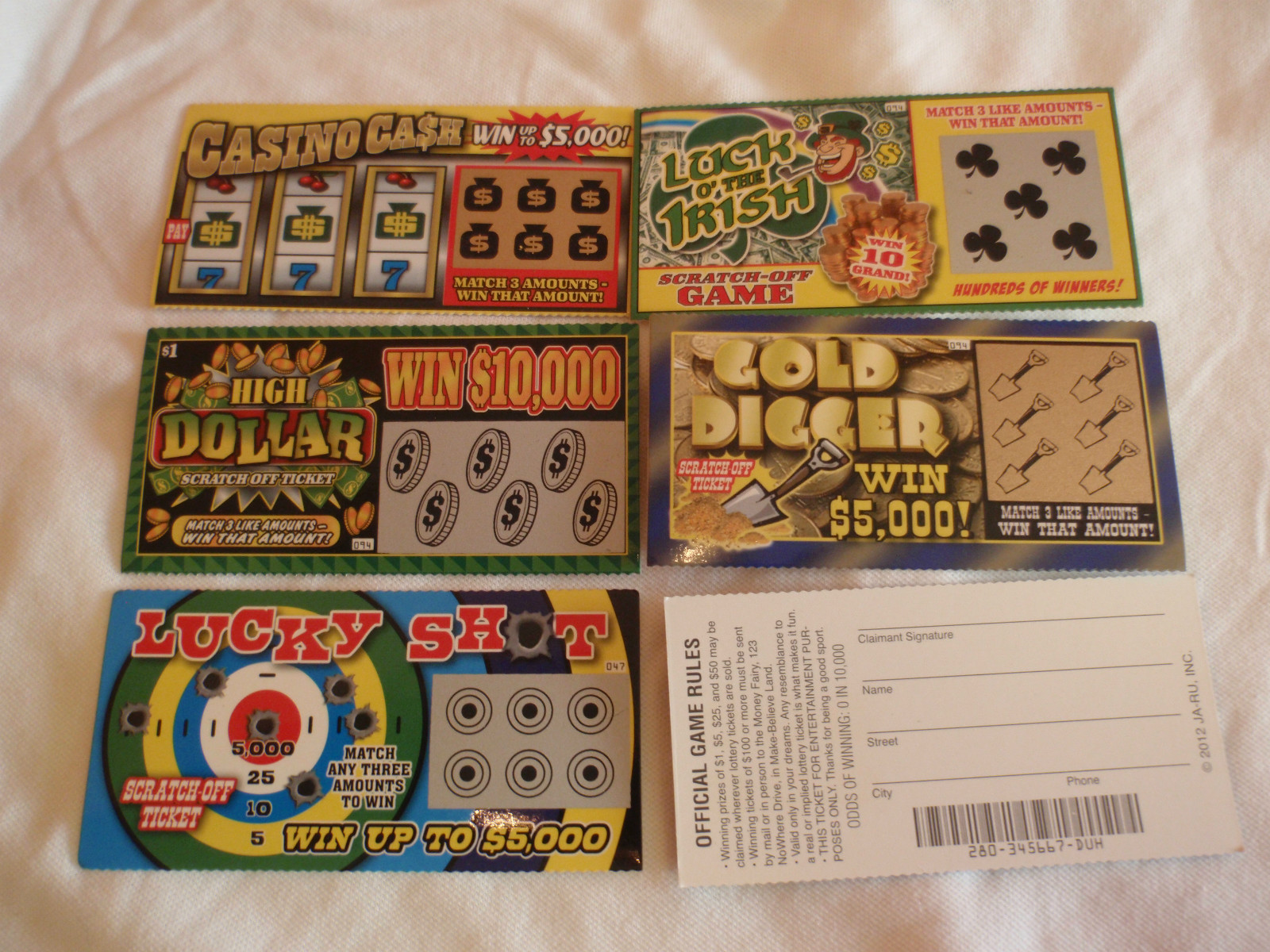 100 PHONY FAKE ALL WINNING SCRATCH OFF LOTTERY TICKETS JOKE GAG PRANK