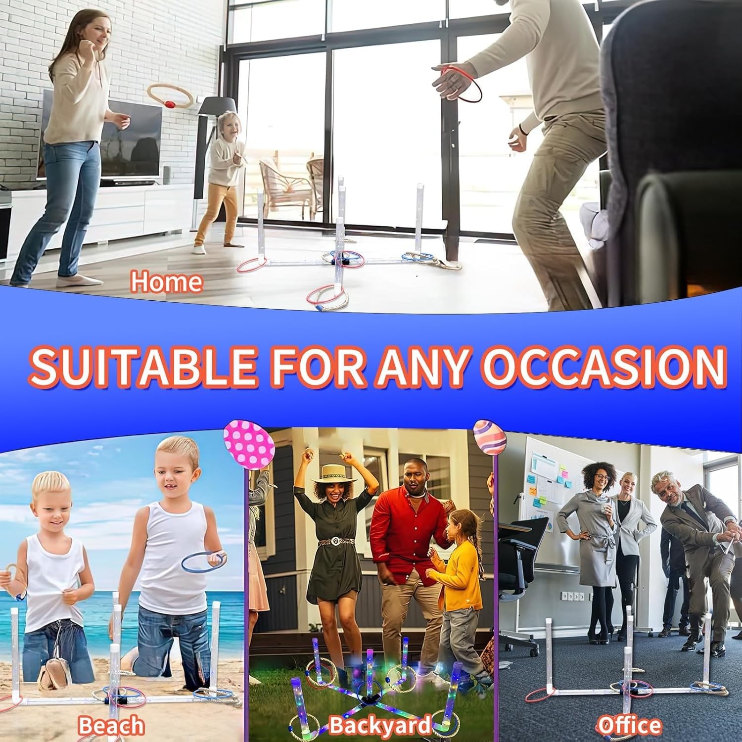 Outdoor Ring Toss Game, Upgraded 15-Inch Backyard and Lawn Games for Adults &…