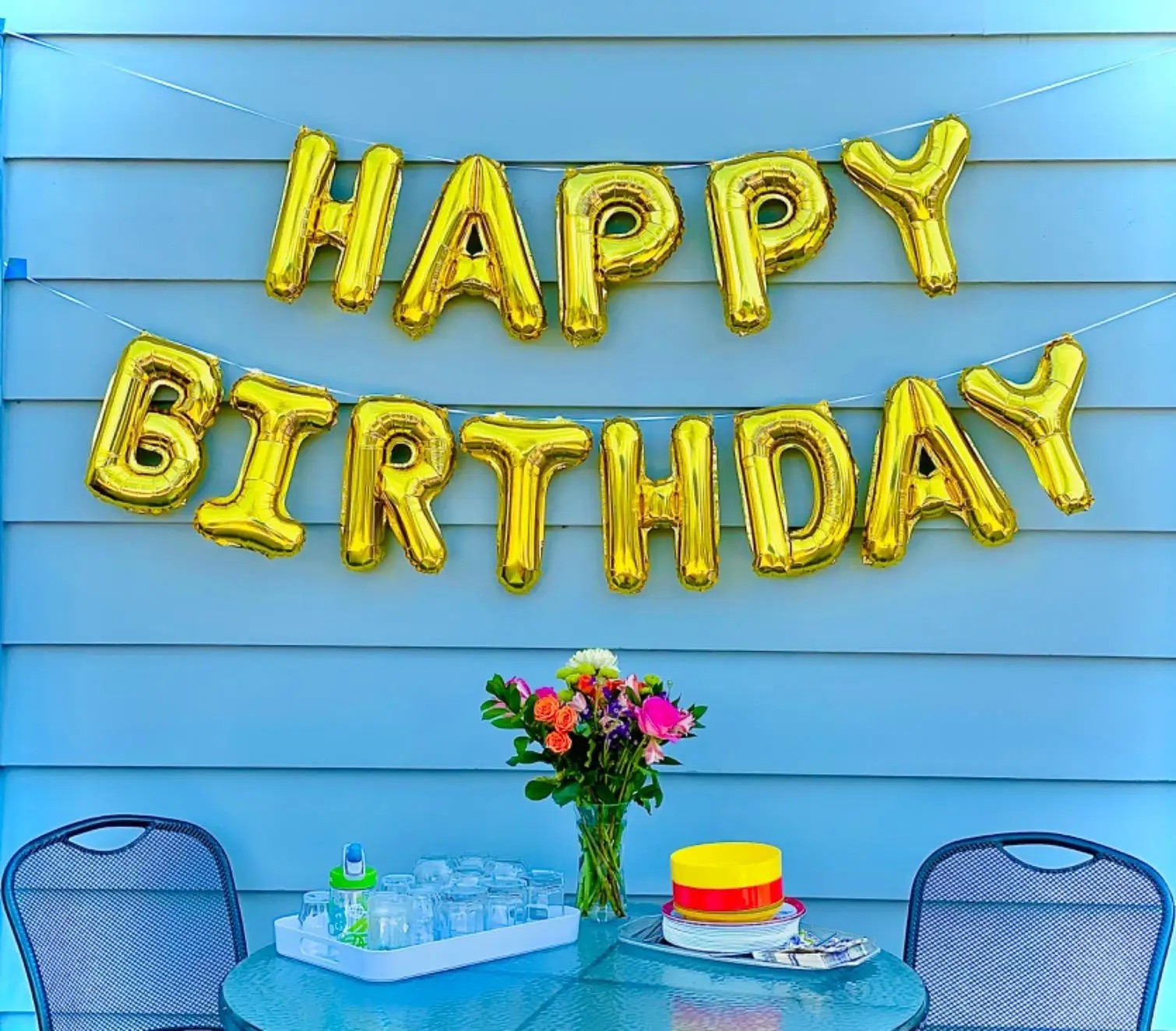 LARGE Happy Birthday Balloons Banner Self Inflating Bunting Party Decoration