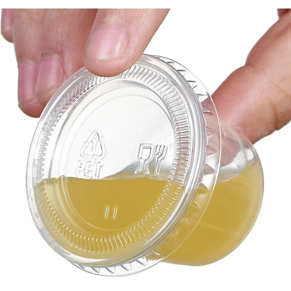5.5oz Plastic Clear Portion Cups with Lids Pack of 100 for Sauce Cup BPA Free