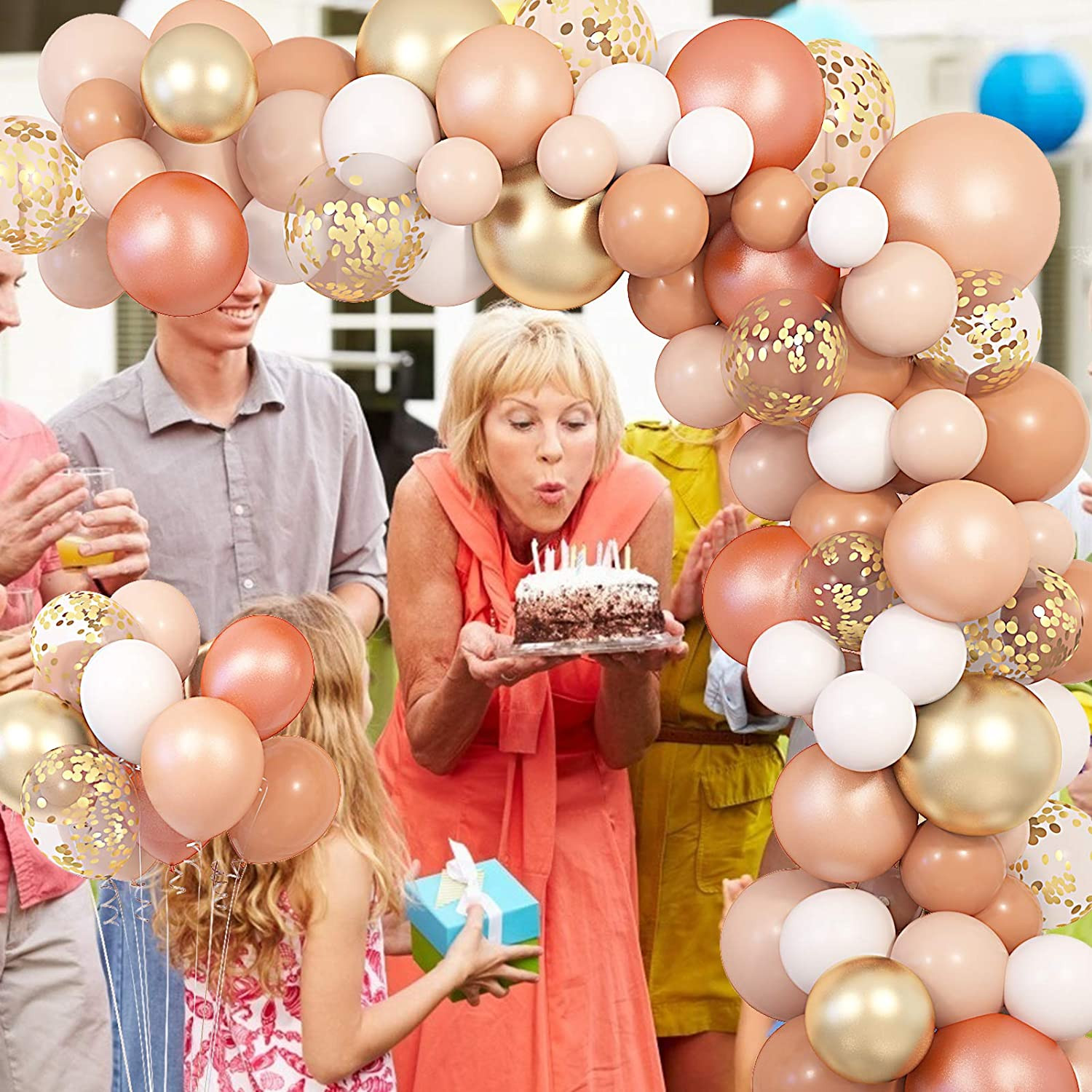 129Pcs Blush Balloons Garland Arch Kit 12″ 10″ 5″ Peach Rose Gold Pastel Orange