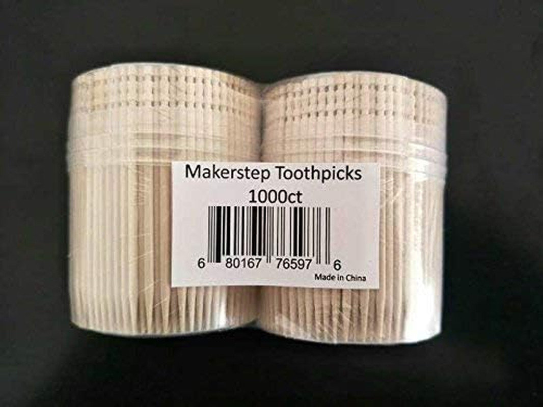 1000 Pieces Wooden Toothpicks Ornate Handle in Toothpicks Holder Container-Party