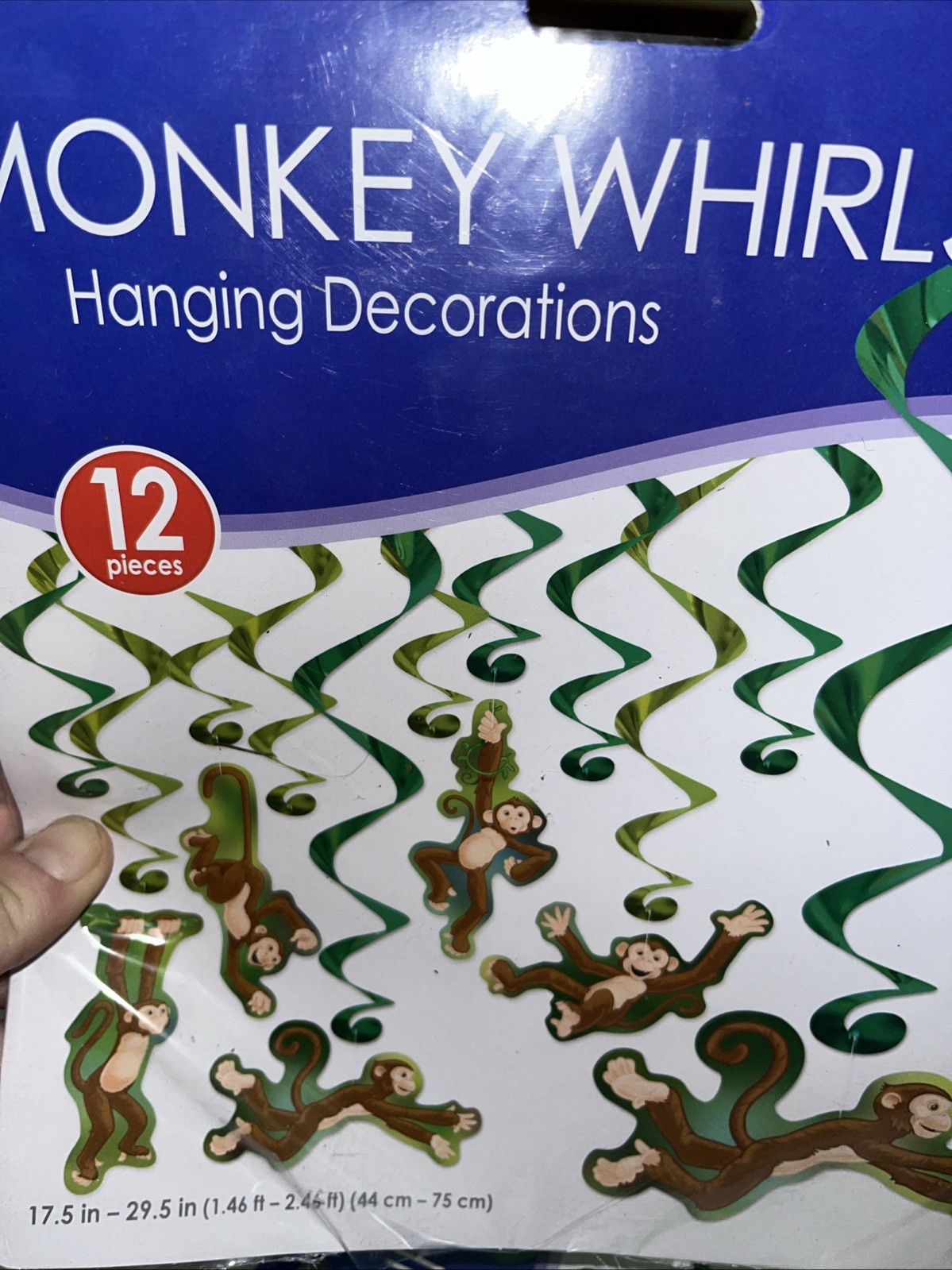 Monkey Whirls – Jungle | Party Supply | Decoration 12 Pk 17.5 In – 29.5 Inches