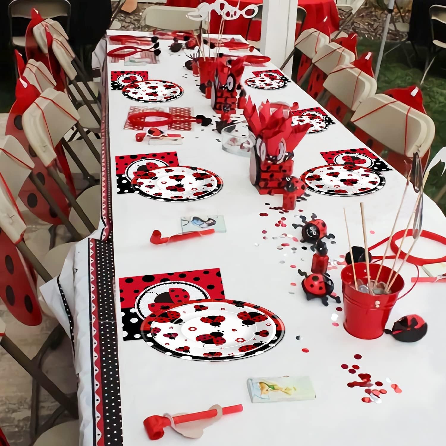 Ladybug Birthday Party Decorations Tableware, Ladybug Party Supplies Girl for Bi