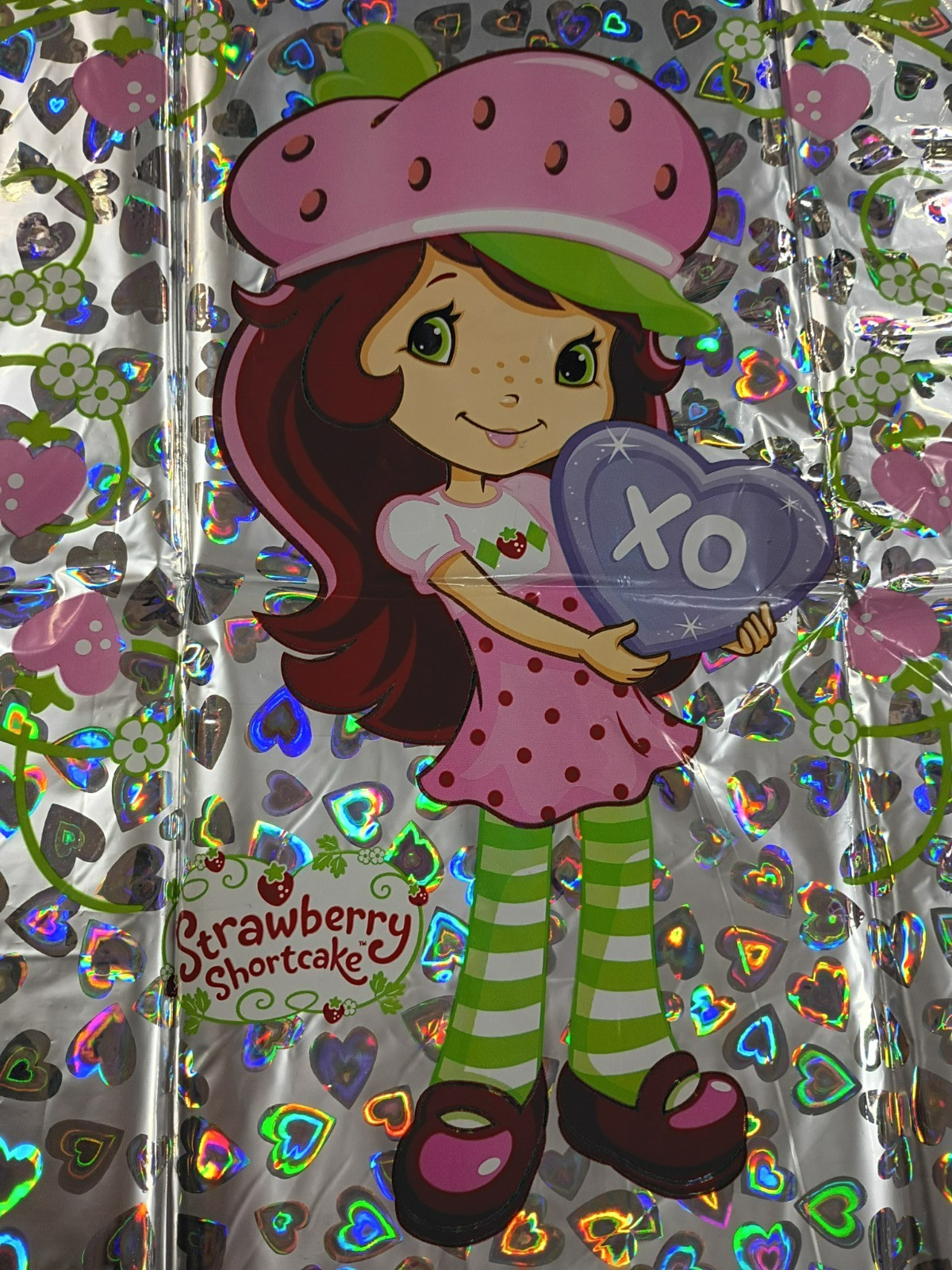 RARE DISCONTINUED 18″ Strawberry Shortcake Holographic Heart Mylar Balloon