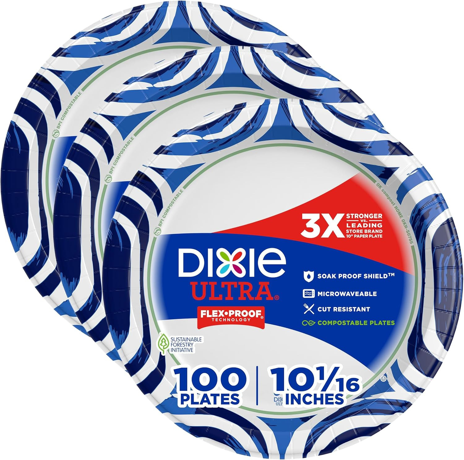 Paper Plates Large 10 Inch Heavy Duty Microwave Safe Soak Proof Disposable