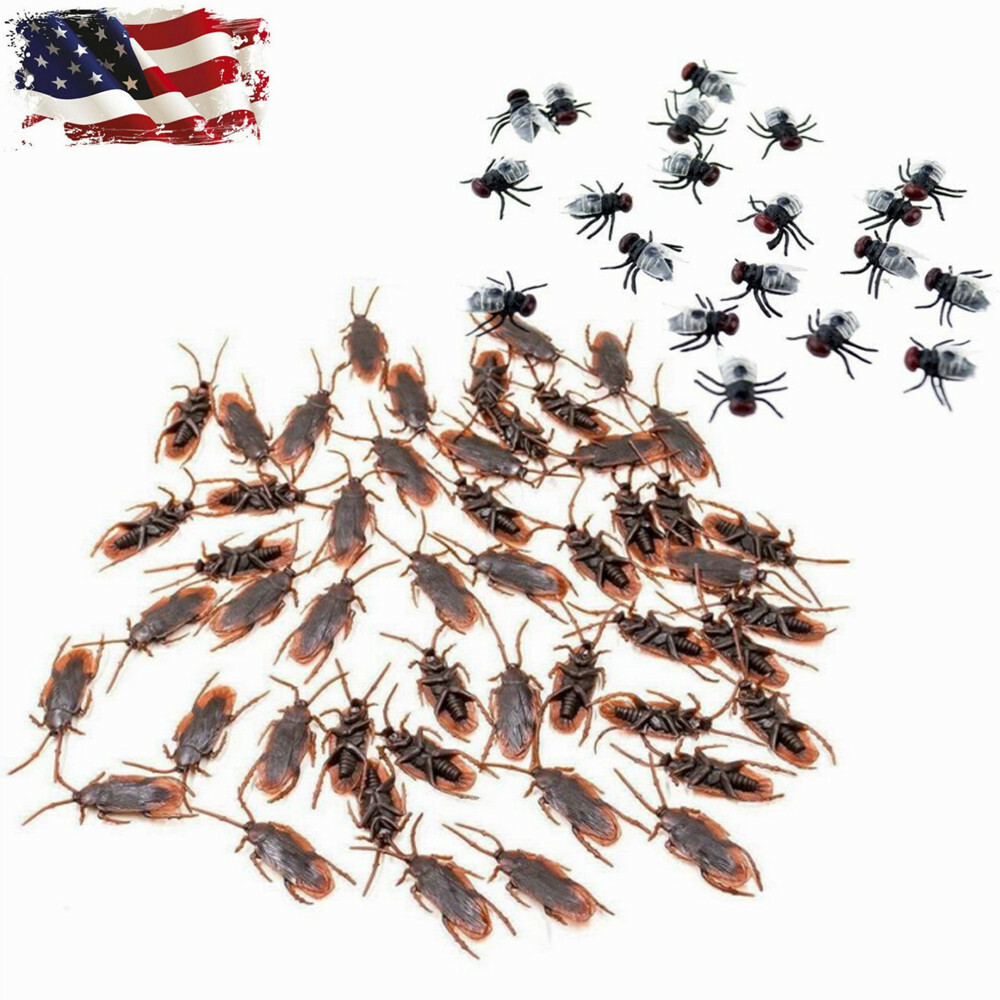 Realistic Cockroach Prank Toy Rubber Fake Fly Creepy Cock Roach Mini Bugs Gags