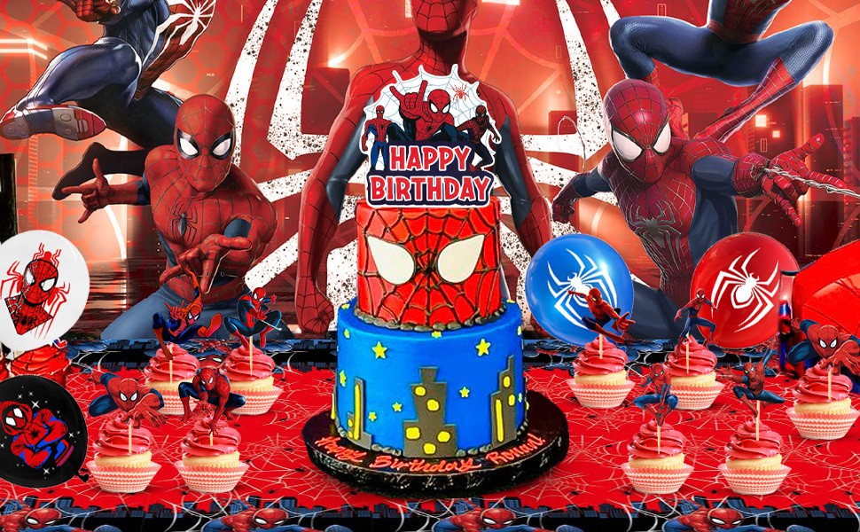 Spider Man Party Decorations Marvel Party Supplies Balloons Tablecloth Backdrop