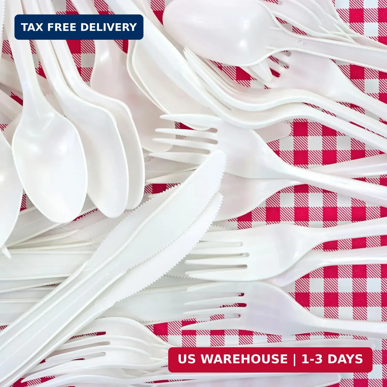 Blue Sky Premium White Plastic Forks Disposable, (100 Ct) Heavy Duty Forks Plast