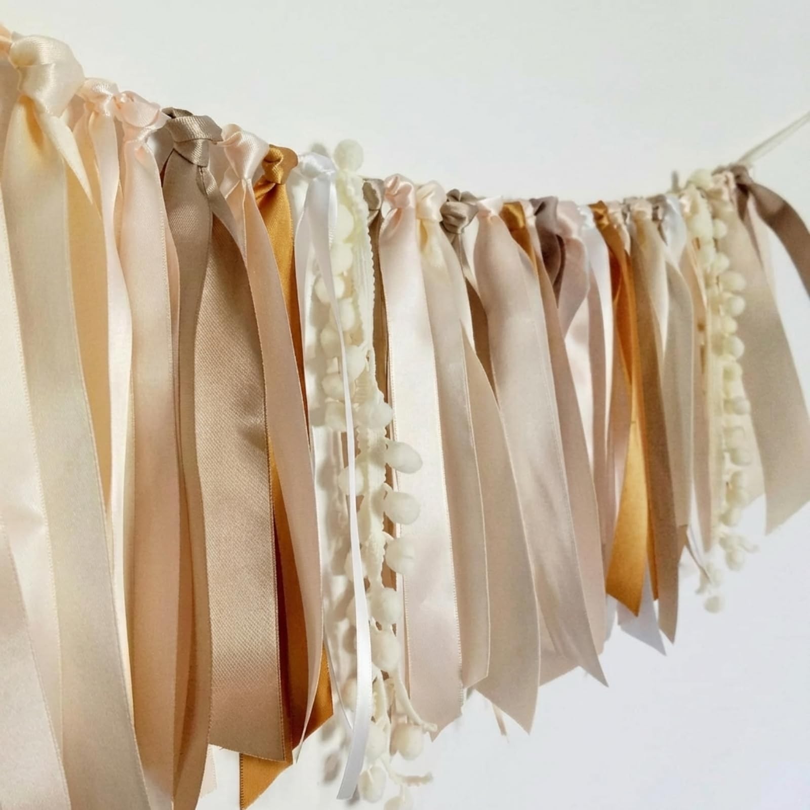 6.6 ft Neutral Baby Shower Ribbon Banner Decorations Boho Ribbon Garland Rust…
