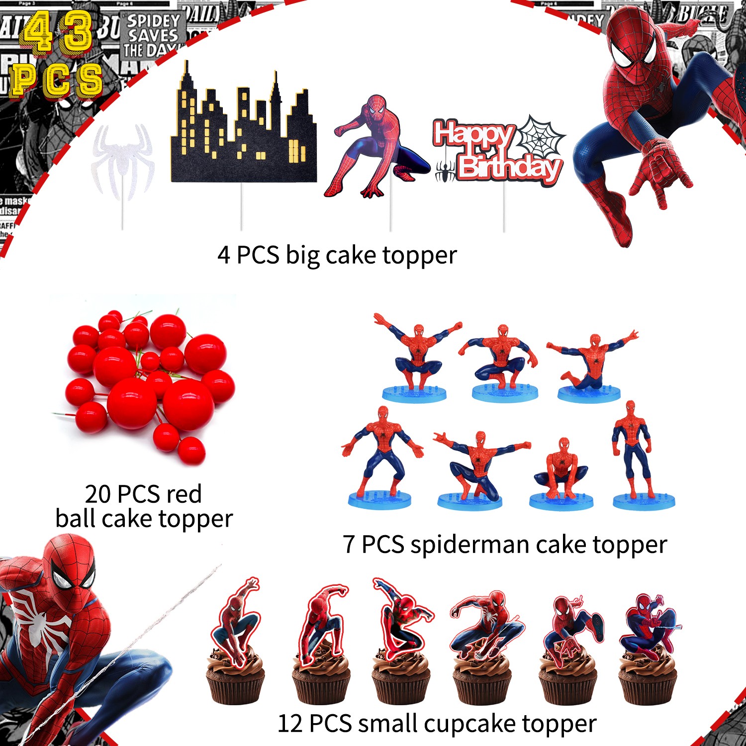 3D Spiderman Cake Decoration Marvel Super Hero Cake Topper Avengers Cake Topper
