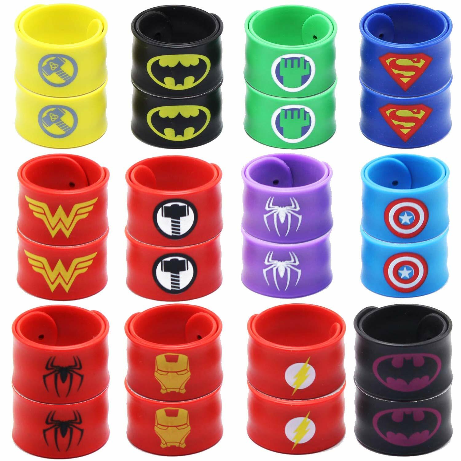 Superhero Slap Bracelet Birthday Party Supplies School Classroom Rewards 24pcs