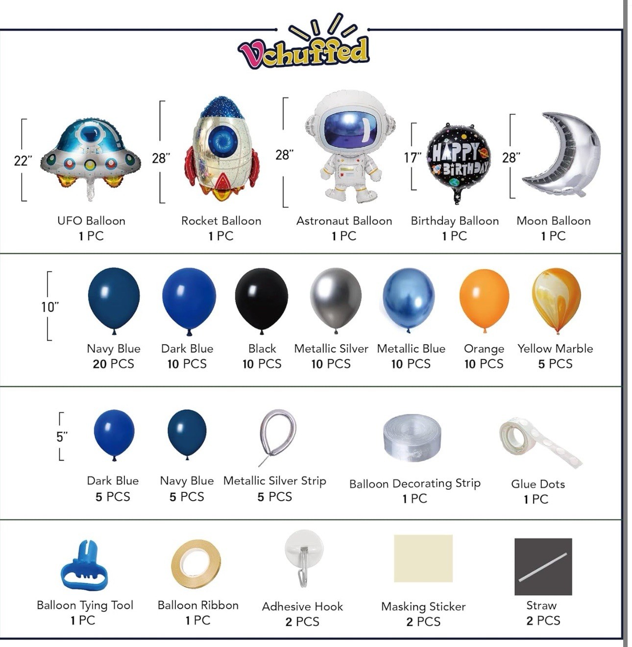 Outer Space Party Decorations Set | 108PCS – Astronaut, Balloons, Banner, Rocket