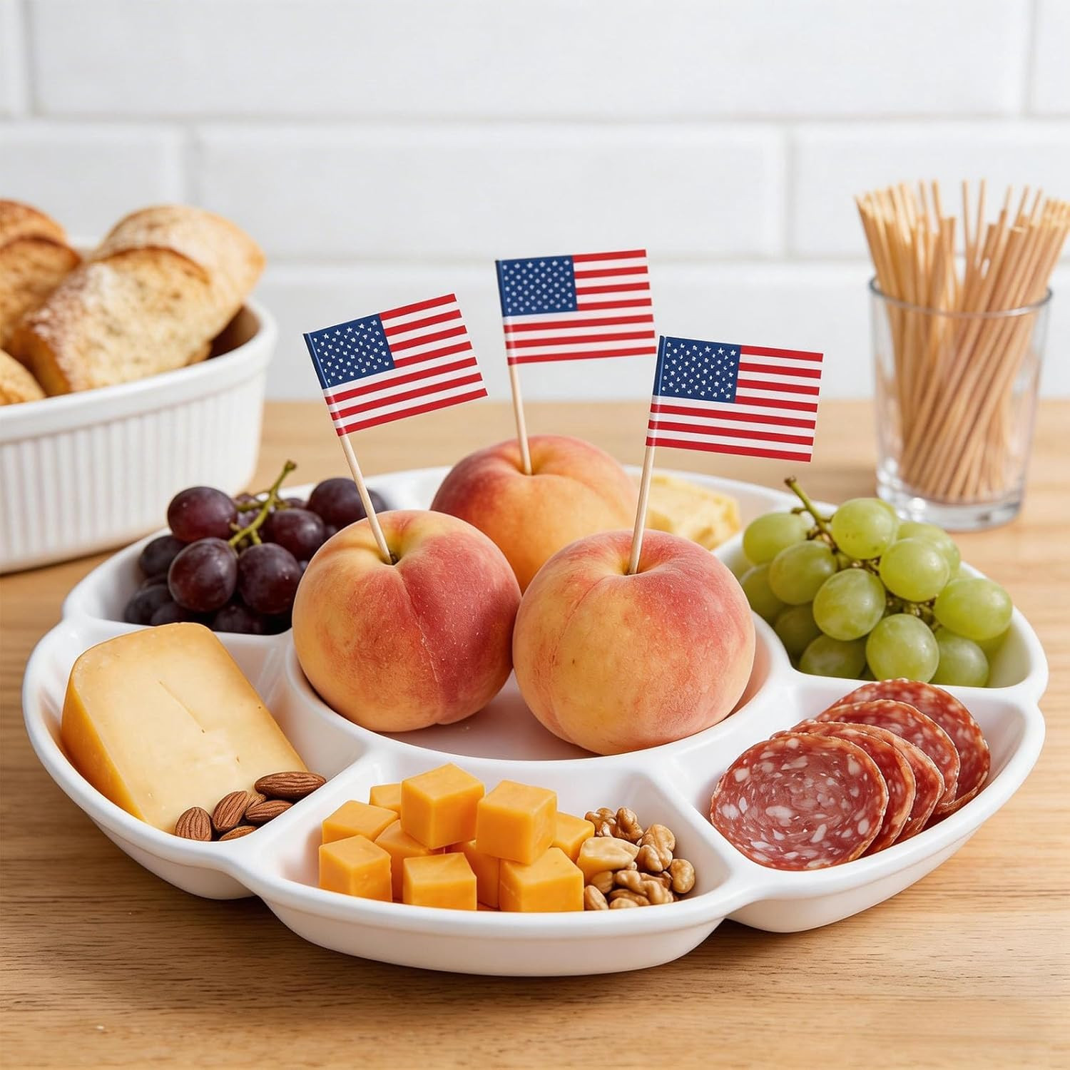 100 Pcs American Flag Toothpicks – Premium Patriotic Cupcake Toppers with Double