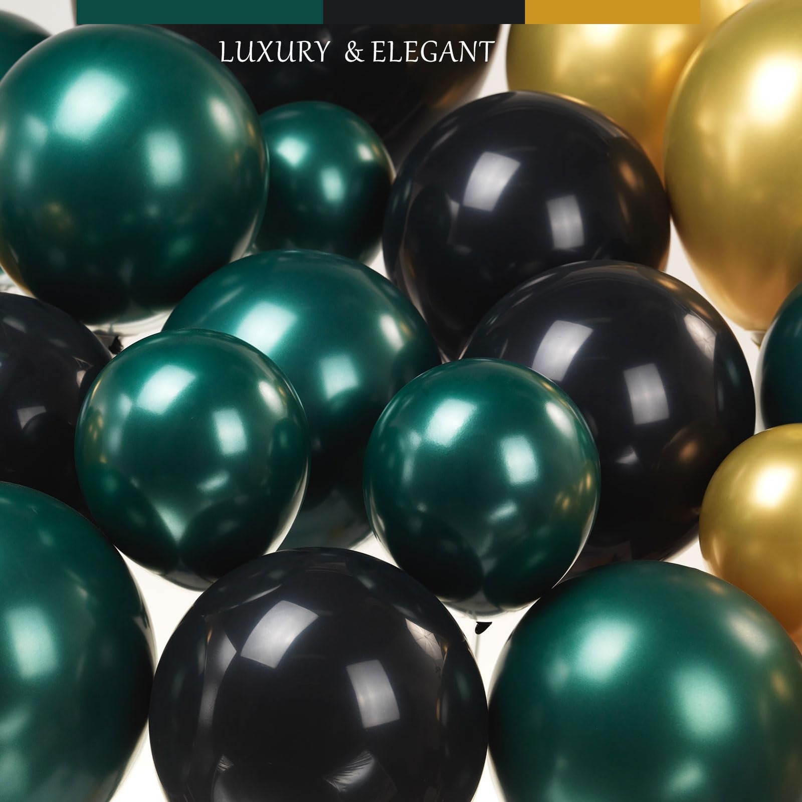 Emerald Green and gold black Balloon Garland Arch Kit Luxury Double Dark Gree…
