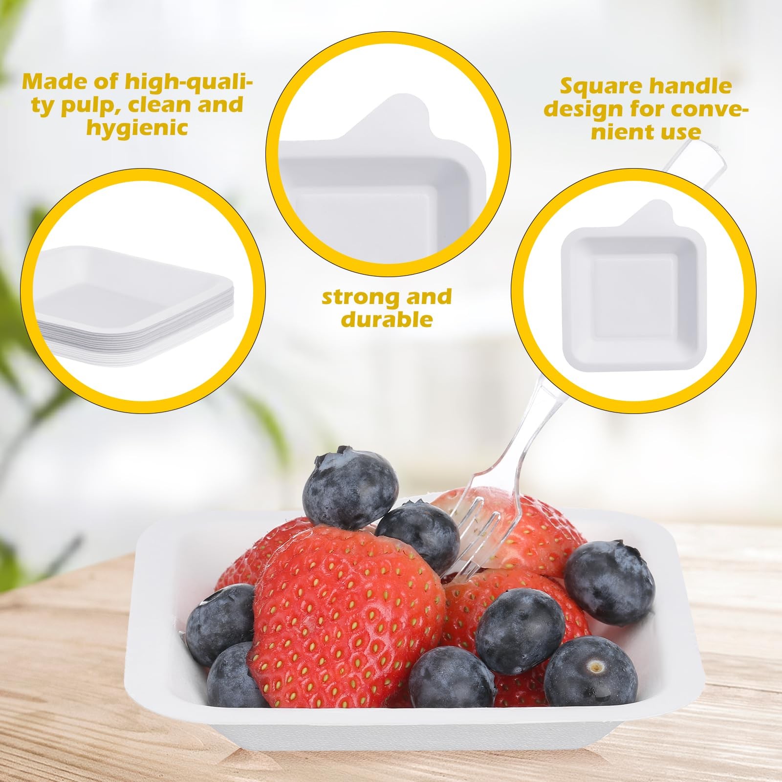 800 Pcs Small Paper Plates with Plastic Forks 4 Inch Disposable Square Dessert P