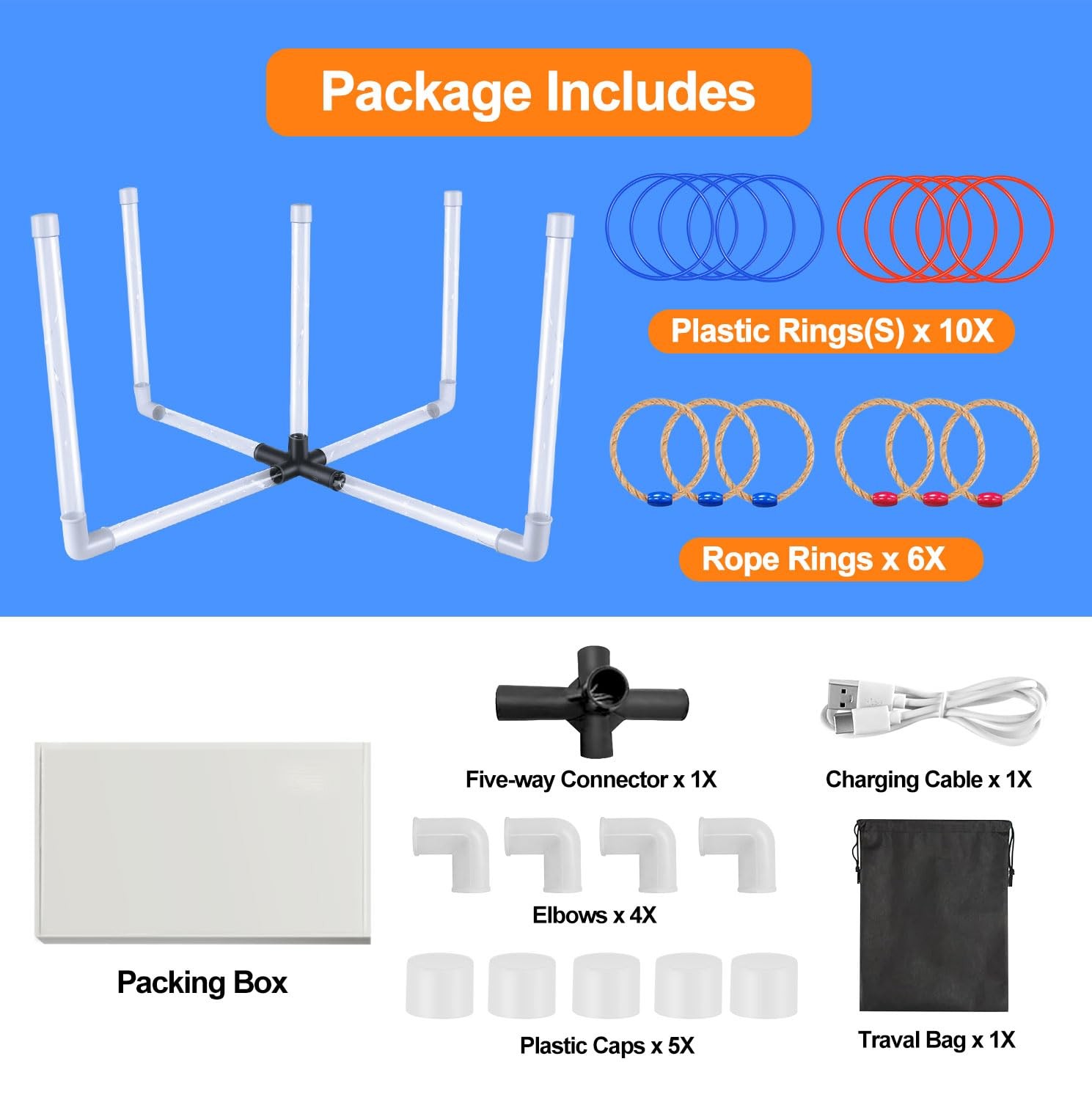 Outdoor Ring Toss Game, Upgraded 15-Inch Backyard and Lawn Games for Adults &…