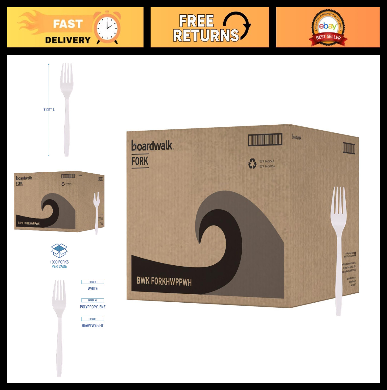 Heavyweight Polypropylene Forks – White Cutlery, 1000 Count, Durable & Disposabl