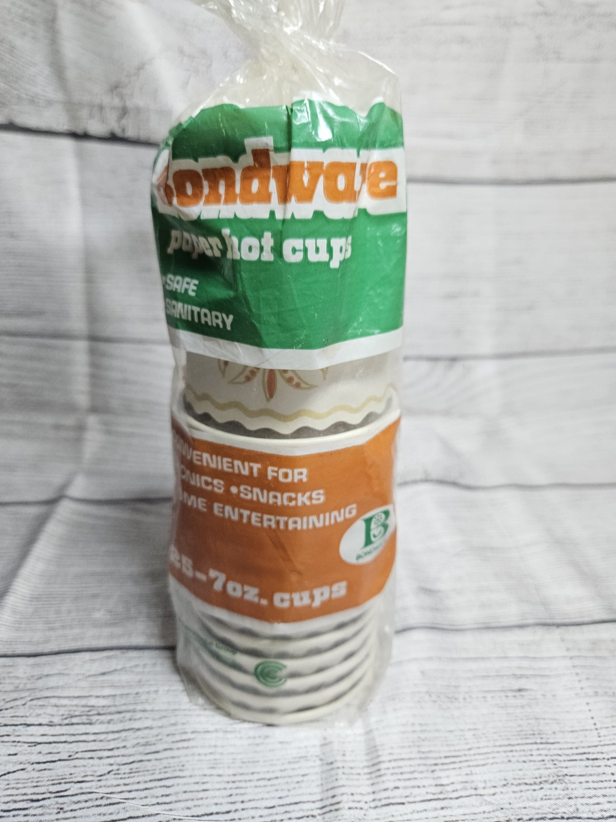 Vtg Bondware 7oz Paper Hot Drink Cups-Retro Orange/Brown-OPEN Package – 13 cups