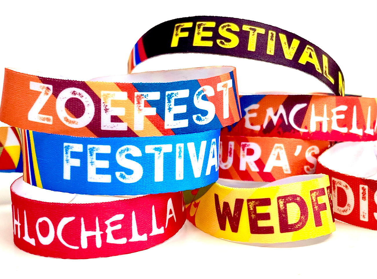 Personalised Party Event Wristbands – Customised Festival Fabric Wristbands