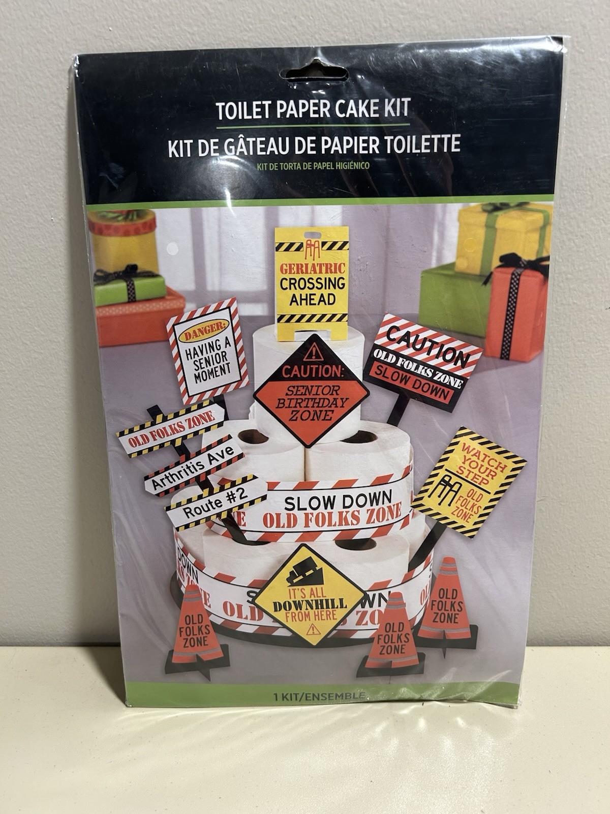 Amscan Novelty Gag Funny Over the Hill Senior Birthday Toilet Paper Cake Kit