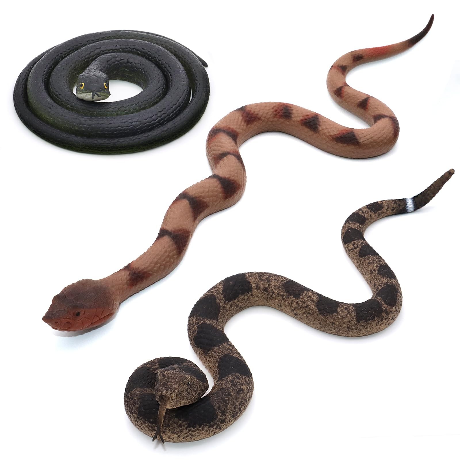 Realistic Rubber Snakes 3Pk Garden Bird Deterrent Prank Toy Halloween Decor
