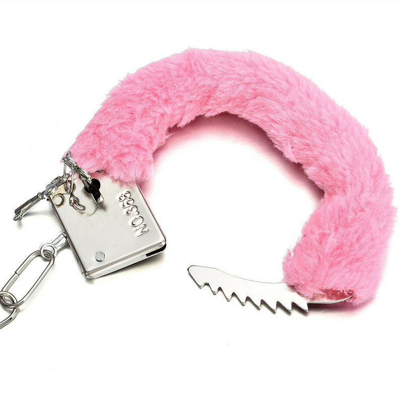 Furry Fuzzy Costume Handcuffs Metal Wrist Cuffs Soft Bachelorette Hen Party OBUS