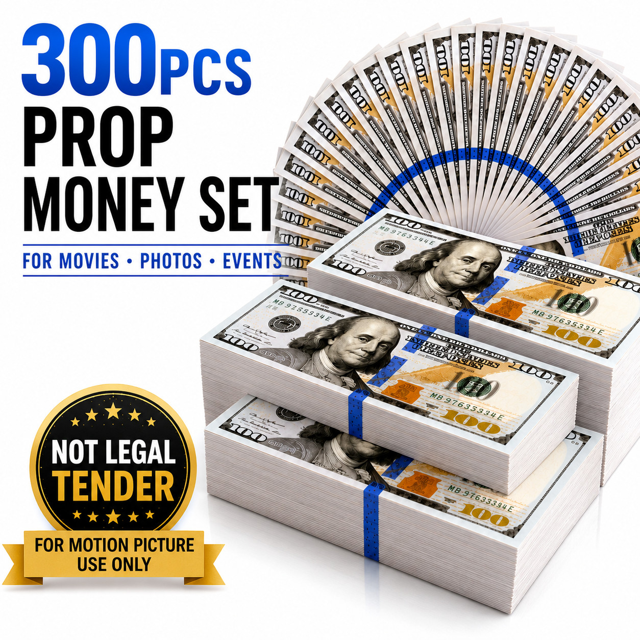 300pcs (30K) money props toy play fake bills for video Learning Education Toys